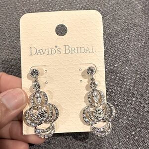 NWT David’s Bridal pendant rhinestone earrings